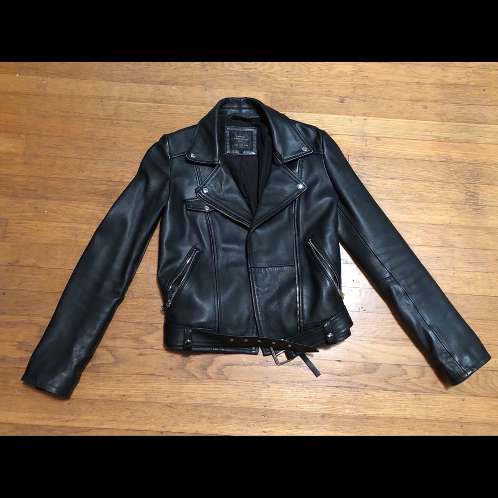 Zara REAL Leather Moto Jacket